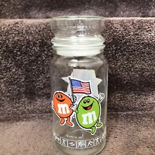 Vintage M & M 1984 Olympic Games Glass Jar Canister Container with Lid USA Flags picture