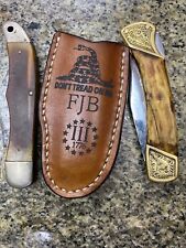 Personalized Leather Pocket Folding Knife Clip Case Sheath Buck 110 Size Knives picture