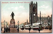 Manchester Cathedral & Cromwell Monument Historic Landmarks DB Postcard picture