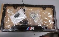 BMW M Series Black Metal License Plate Frame 2 Pc Set Front/Back w/Screws &Caps picture