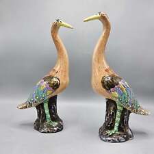 Pair of Chinese Famille Rose Porcelain Models of Storks picture