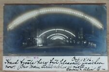 FLINT MI RPPC REAL PHOTO POSTCARD COLLECTOR ARCHES AT NIGHT UAW TOWN MICHIGAN PC picture