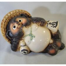Raccoon Dog Figurine Shigaraki Ware Lucky Charm Japanese Gorone Tanuki Pottery picture