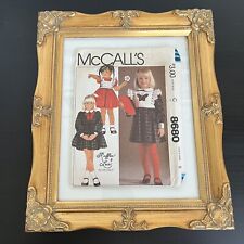 Vintage 1980s McCalls 8680 Girls Ruffles + Lace Bib Dress Sewing Pattern 5 CUT picture