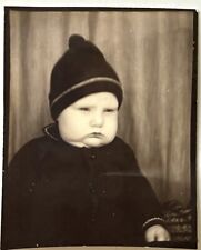 1940s VTG FOUND Photo Booth Arcade BIG CHEEKS BABY Scowl On Face picture