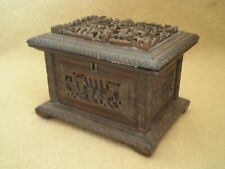 Vintage Chinese Hand Carved Sandalwood Jewelry Box ~ c1920 - 1960 picture