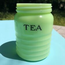 Vintage Jadite Jeanette Green Glass Tea Canister Jar 1930's picture