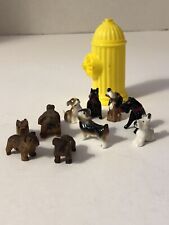 Vintage Dog Figurines. Micro Mini Size. Lot Of 9. Porcelain And Wooden Dogs. picture