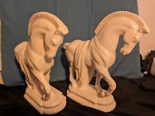 Vintage Ceramic Roman Trojan War Horse Statue Crackle Coat (12