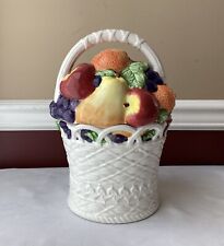VTG Large Int'L Art Ceramic Cookie Jar, Fruit Basket Design, 12