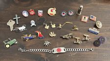Men's Vintage Junk Drawer Pins, Military, Link Cuffs, Tie Clip, Tie Bar, Fishing picture