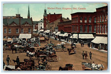 1913 Horse Carriage Market Place Kingston Ontario Canada Antique Posted Postcard picture