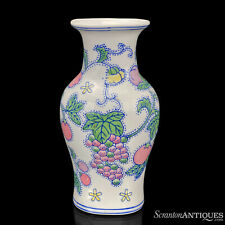 Vintage Chinese Porcelain Fruit Motif Flared Vase picture