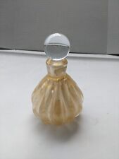 VTG Murano Italy Art Glass Crystal & Gold Flecks Vanity Perfume Bottle w Stopper picture