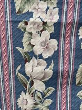Vintage Barkcloth Fabric 46x48 Panel Blue Floral Curtain Table Cover picture