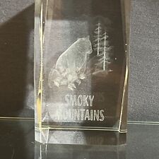 Laser Etched Paperweight Black Bear Smokey Mountains Crystal Glass Cube 3D picture