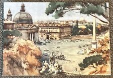 Vintage LAI Linee Aeree Italiane Airlines Piazza del Popolo dal Pincio Postcard picture