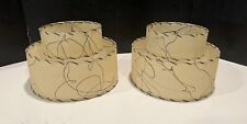 TWO Vintage MCM Matching 2-Tier Round Fiberglass Whipstitched Lamp Shades NICE picture