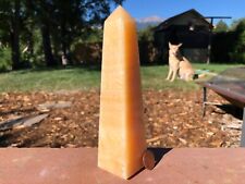379g  (.83lbs)  Banded Orange Calcite Crystal Obelisk Tower Point VH-57 picture