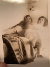 PHOTO GHOST IMAGE OLD SNAPSHOT FEMALE GHOST LEVITATES BED REAL DEAL PARANORMAL picture