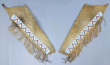 Vintage Native American Crow (?) Leggings with Beaded Strip picture