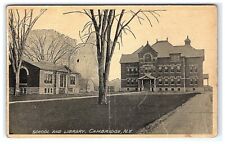 1913 Postcard School & Library Cambridge New York NY picture