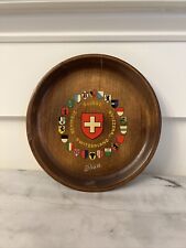 Vintage Small Switzerland Wooden Plate Coat of Arms Shield picture