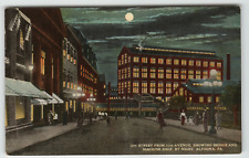 Postcard NIght View 12th Street from 11th Avenue with Bridge in Altoona, PA. picture