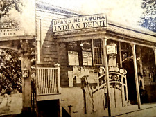 Stereoview PHOTO Card 1800's INDIAN Depot NATIVE AMERICAN TOLL Bridge NIAGARA FA picture