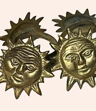 Vintage Brass Celestial Napkin Rings  Sun Face Decor Dinner Party Set Of Four picture