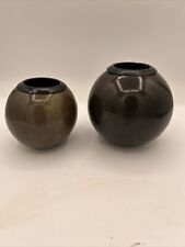 Worx Of Africa Wood Candle Holders Round 3” And 4” Tall Wood Finish Is Great picture