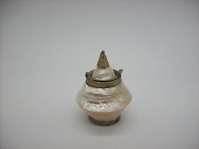 Antique Mother-of-Pearl Shell Snuff Trinket Pill Box Lid, handmade picture
