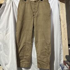 Vtg 40s WWII Pants Mens 38x29 Brown US Army Khaki Button Fly Chino Trousers WW2 picture