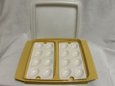 Vintage Tupperware 4 Piece Harvest Gold Deviled Egg Holder Container Keeper #723 picture