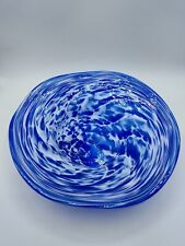Beautiful free flow, hand blown blue bowl picture