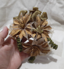 Vintage Large Gold and Green Poinsettia Christmas Corsage picture