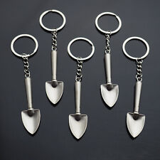 5x PCS Lot Shovel Gardener Gift Keychain Matte Silver Key Chain Pendant Key Ring picture