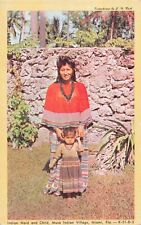 Miami FL Florida, Musa Isle Seminole Indian Woman & Child, Vintage Postcard picture