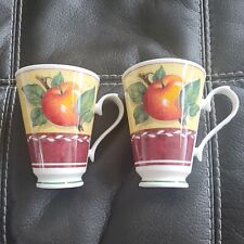 VTG 1997 Roy Kirkham Burgundy Fruit Apple Fine Bone China Tea Mug England 4.25 picture