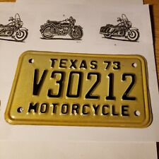1973 TX TEXAS Motorcycle License Plate V30212 Black  NOS Harley Bike cycle 73 picture