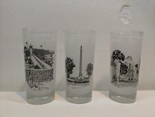 3 VINTAGE 1986 TEXAS SESQUICENTENNIAL 150TH ANNIVERSARY FROSTED GLASSES picture