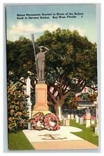 Vintage 1940's Postcard Maine Sailors Monument Sunk Havana Harbor Key West FL picture