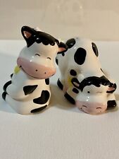 Vintage Holstein Ceramic Winking Cow Salt And Pepper Set picture