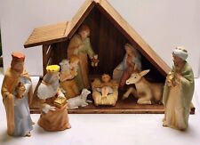 Vintage 9 piece Set Homco Nativity Scene Figurine Porcelain 5603 With Stable picture