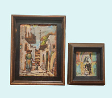 1930s-1940s Judaica Vintage Art, 2 Oil Paintings - Jews in The City of Safed picture