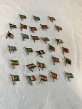 VINTAGE 50s 60s TIN METAL FLAG PINS LOT picture