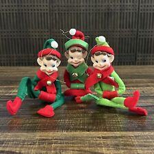 Vintage 1950s Christmas Knee Hugger Pixie Elf Rubber Face Lot Of 3 picture