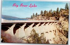 Big Bear Lake California~Picturesque Concrete Arch Type Dam~Vintage Postcard picture