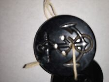 2 Vintage United States Navy Pea Coat Buttons Classic Anchor Design Black picture