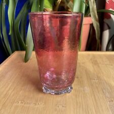 1940s Blenko C445HB Rainbow Cranberry Flashed Glass Rosette Tumbler High Ball picture